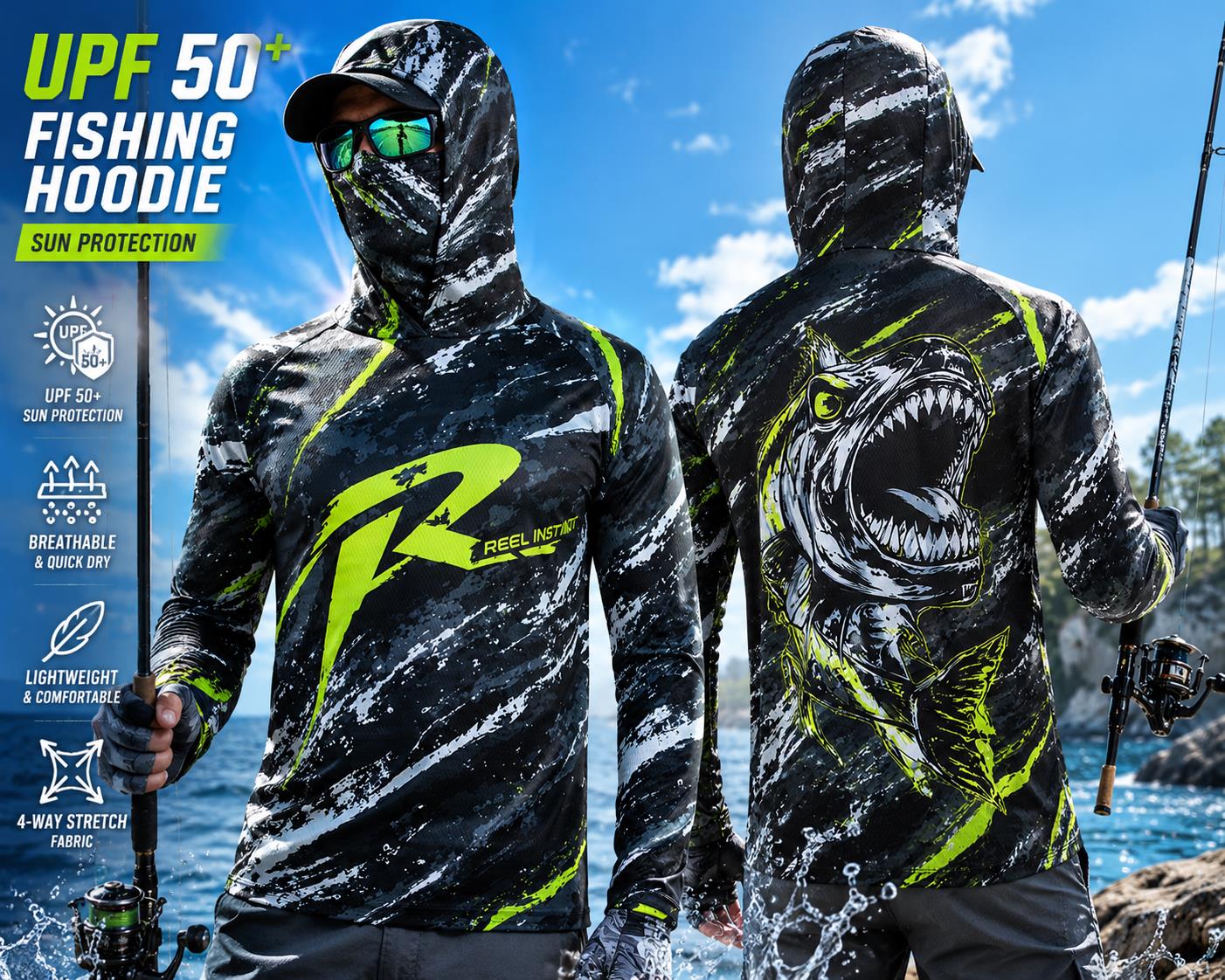 Fishing Mask Sun Protection - Maillot de pêche unisexe à manches