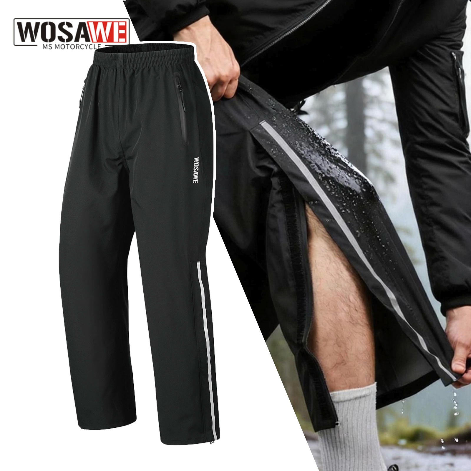 Fishing Pants Waterproof - WOSAWE pantalons de pluie coupe-vent hommes